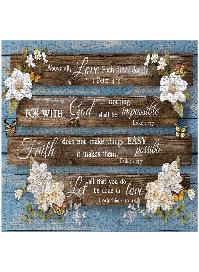 PICKFORU Christian Bible Puzzles for Adults, PICKFORU Jesus Religious Jigsaw Puzzles 1000 Pieces, Love & Faith Puzzle, Challenging Impossible Inspirational Quote Theme as Wall Decor - Image 1